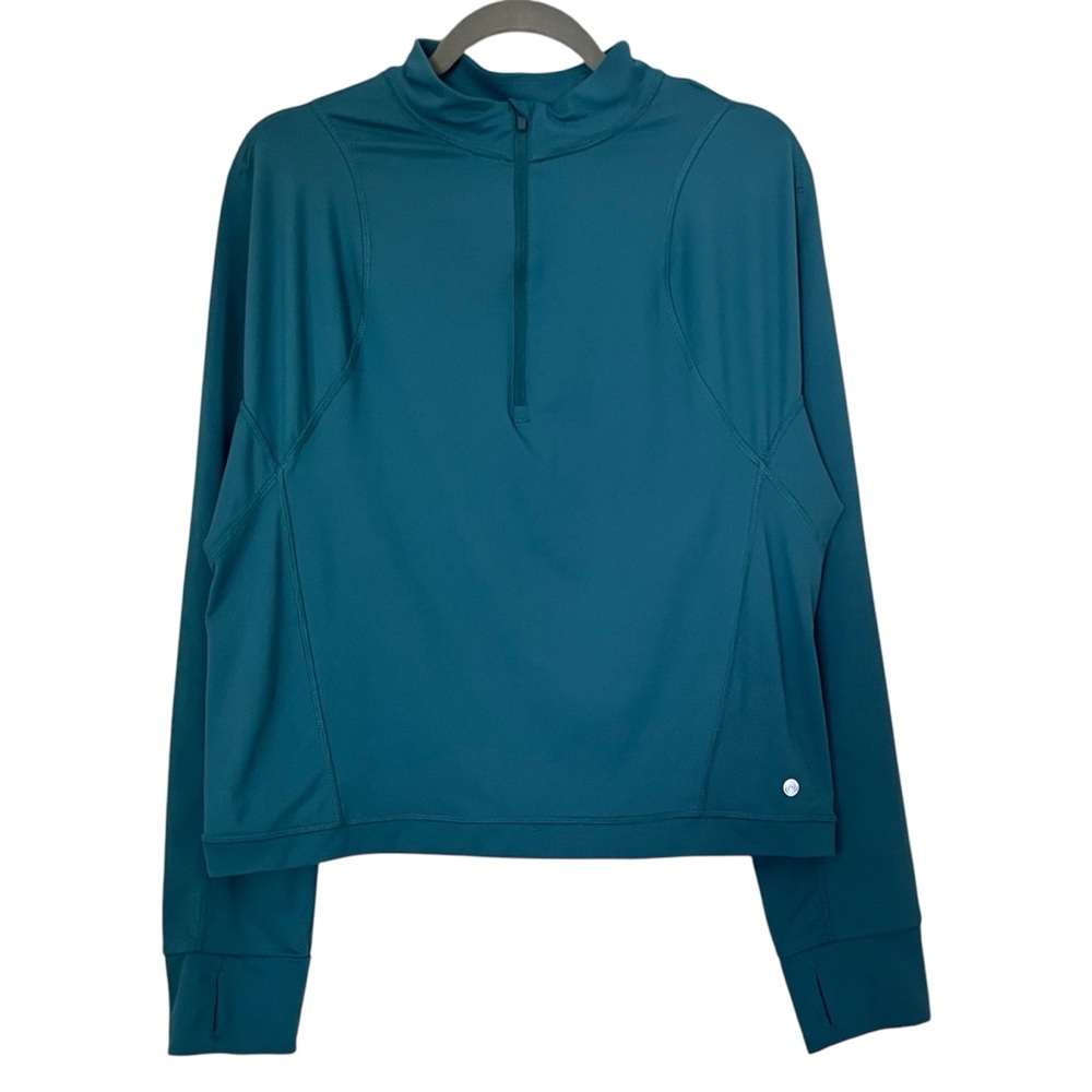Apana Teal Layering Hiking Activewear 1/2 Zip Long Sleeve Stretch Pullover Sz XL